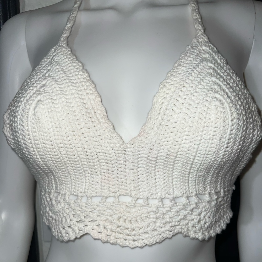 White crocheted halter